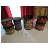 5 OLD COFFEE TINS;  STANLEY,E-Z,