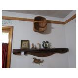 36' WALL DECOR SHELF ;ALARM CLOCK; BASKET ;DECOR