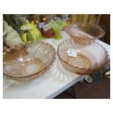 3 PINK SERVING BOWLS