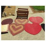 5 HEART SHAPE RUGS; PILLOW ;CRATE