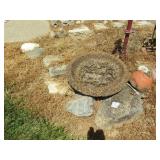 11 LAND SCAPPING ROCKS; CONCRETE BIRD BATH BOWL