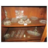 16+ PIECES CLEAR GLASS- S/P , CREAMERS, CANDLE