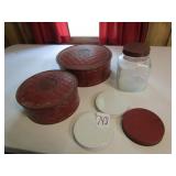 COFFEE JAR ; RED  STORAGE TINS