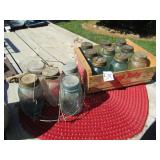 12 BLUE CANNING JARS ; MORE