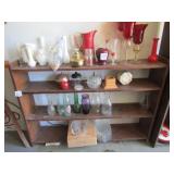 CONTENTS ON BOOK CASE -SNACK SETS, POTTERY VASES
