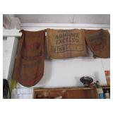 3 OLD BURLAP BAGS
