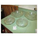 2 CLEAR GLASS SERVING BOWLS ; 2 CLEAR GLASS