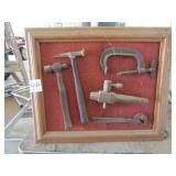 PICTURE FRAME BOARD W/ OLD TOOLS