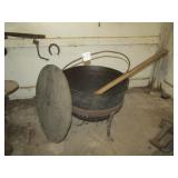 REALLY NICE BUTCHERING KETTLE W/ STAND ,WOOD