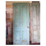 OLD GREEN PAINTED FARM HOUSE DOOR