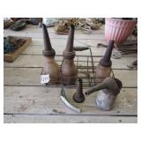 WIRE OIL BATTLE CARRIER ; 3 OIL BOTTLES W/ SPOUTS