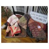 WOOD TRAY ; COUNTRY TABLE RUNNERS; TIN SIGN
