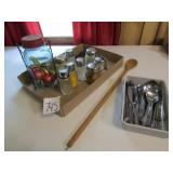 SILVERWARE; SALT /PEPPER SHAKERS ; MORE
