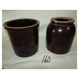 BROWN SPOONER CROCK ;BROWN WAX SEAL STORAGE JAR