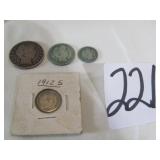 1912S BARBER HALF DOLLAR ; 1914 BARBER QUARTER ;