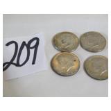 4- 1964 KENNEDY SILVER HALF DOLLARS