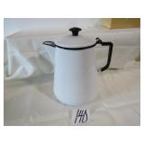 WHITE & BLACK GRANITE COFFEE POT