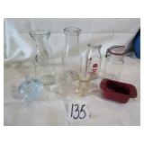 MILK BOTTLES ; SHOT GLASSES ; APPLE GLASS WEIGHT;