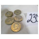 5- 1960'S KENNEDY HALF DOLLARS - 1965,66,67,68,69