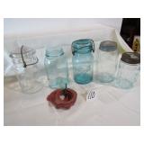 5- VINTAGE CANNING JARS -THE MARION JAR MASON 1858