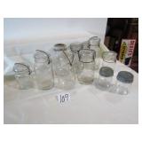 10 VINTAGE CANNING JARS W/ LIDS