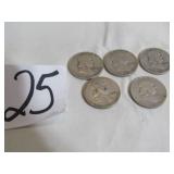 5- 1940'S FRANKLIN LIBERTY BELL HALF DOLLARS