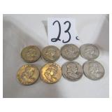 8- 1950'S FRANKLIN LIBERTY BELL HALF DOLLARS