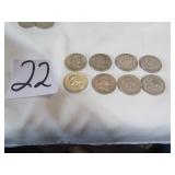 8- 1950'S FRANKLIN LIBERTY BELL HALF DOLLARS