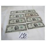 8- $2 BILLS 1976 SERIES