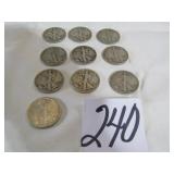 10- STANDING LIBERTY SILVER HALF DOLLARS -1941-44
