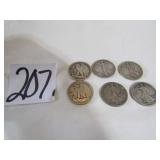 6 -  WALKING LIBERTY HALF DOLLARS -1917, 1920,23