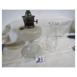 ALADDIN SATIN GLASS OIL LAMP- WRONG CHIMNEY