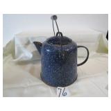 BLUE GRANITE COFFEE POT W/ SIDE HANDLE