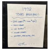 1972 Topps Baseball Card Set (244 Cards)