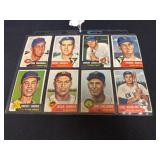 (8) 1953 Topps Baseball Cards Crease Free