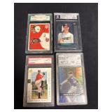 Four Graded Baseball Cards