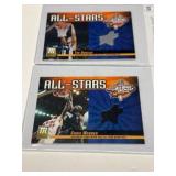 (2) 2001 Basketball Jersey cards with Tim Duncan