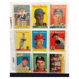 (9) 1958 Topps Baseball HOF Mixed Grade