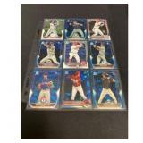 Binder Page with 9 Bowman Chrome Baseball Cards