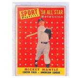 1958 Topps Mickey Mantle All-Star Card Crease Free