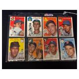 1954 Topps Baseball Cards Set of 8