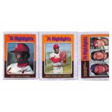 (3) 1975 Topps ï¿½74 Baseball Highlights Cards