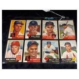 1953 Topps Baseball Cards, Set of 8