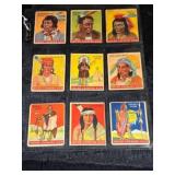 (9) 1947 Goudey Indian Gum Trading Cards