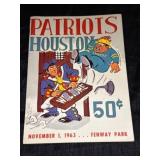1963 Boston Patriots vs. Houston Oilers Program
