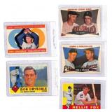 Five 1960 Topps Baseball Cards