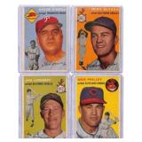 1954 Topps Baseball Cards, Lot of 4