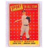 1958 Topps Mickey Mantle All Star Card Creased