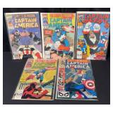 (5) 1990 Captain America Comic Books