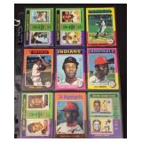 (9) 1975 Topps Baseball Cards Star Players